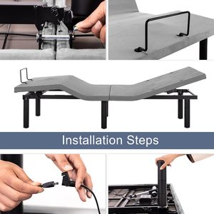 Tecforcare cơ giới có thể điều chỉnh khung giường trong kho USA cổ nghiêng không trọng lực 4 cổng sạc Vua Kích thước có thể điều chỉnh cơ sở giường - Product Image 2