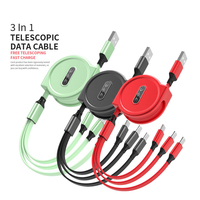 Kabel Data USB mikro tipe-c 3 in 1, kabel Data USB mikro tipe-c 3 in 1, pengisian cepat, kabel Data Tipe C untuk ponsel Android
