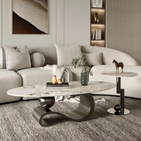 Table basse moderne en marbre de conception italienne avec base en acier inoxydable Table à thé de luxe pour salon