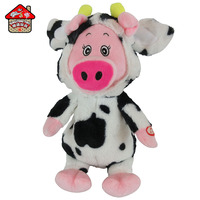 Jouet en peluche cochon avec manteau de vache, cochon, 30 cm, jouet doux, danse et chant