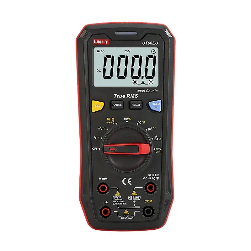 UNI-T Mini Multimeter Digital UT60EU 1000V AC DC Pengukur Arus Tegangan Otomotif Tester Capacitor Tes Temperatur 9999 Hitungan