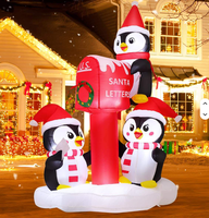 Décorations de Noël gonflables GOOSH 6,5 pieds, pingouins pour extérieur/intérieur, jardin, pelouse, 3 pingouins, boîte aux lettres de Père Noël, LED intégrées, fabrication