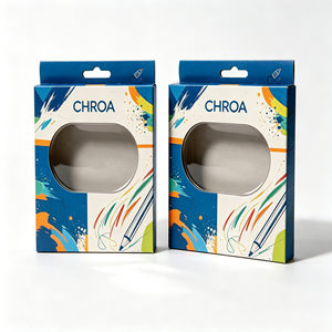 Custom Printed Stationery Disposable Foldable Marker Pen Packaging Paper Box with <b>Window</b> and Hanging - Product Image 6