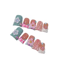 Nouveau design, faux ongles en acrylique faits à la main, 10 pièces, réutilisables, à presser, motif carré de canard, modèle pour doigts