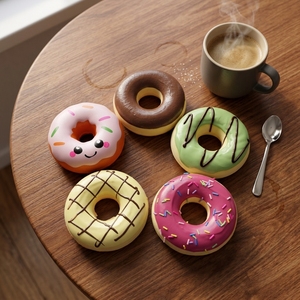 Juguete Blandito de Donut de 10cm, Famoso en Internet, Material PU Suave, Modelo de Postre Realista y Minimalista, Ideal para Fondos de Fotos Relajantes - Product Image 1