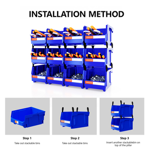 LEADLOONG V2 200*130*110MM <strong>Plastic</strong> Hanging Stackable Storage Organizer <strong>Bin</strong>, 8-Inch X 5-Inch X 4-Inch, 12-Pack - Product Image 6