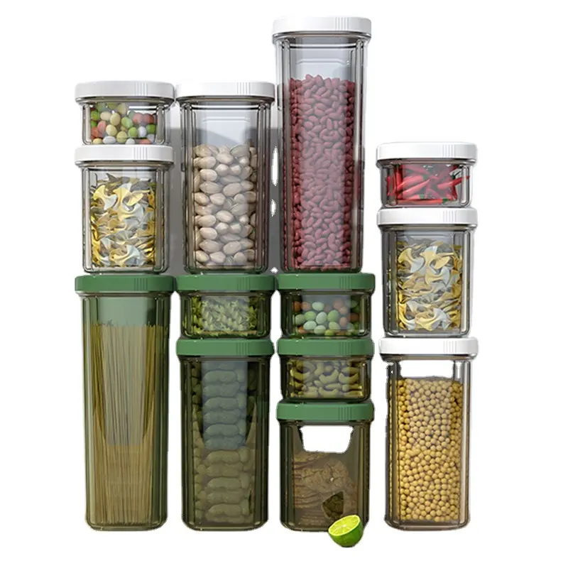 2022 New Design Airtight Transparent 480-1900ml Kitchen Cereals Storage Jars Dry Food Storage Containers with Lid Food Container