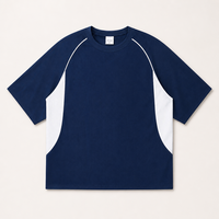 T-shirt bleu marine color-block en gros |   150G Cool Mesh Polyester Raglan S-XL 4 couleurs |   Usine OEM/ODM, faible MOQ