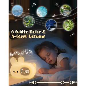 Réveil lumineux rectangulaire en silicone rechargeable, petit, blanc, avec lumière du jour, pour enfants, veilleuse, entraînement au sommeil, spécialité de table - Product Image 5