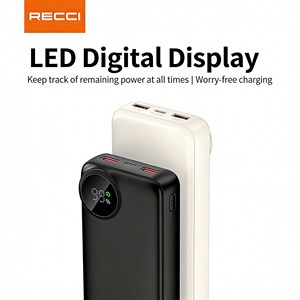 Batterie externe RECCI RPB-P49 20000mAh 22.5W à charge rapide avec affichage numérique et ports multiples pour utilisation en extérieur - Product Image 4