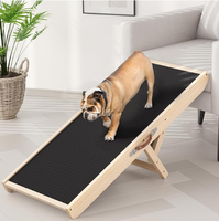 Rampe pour chien pour canapé, rampes en bois pour animaux de compagnie de 39,37 pouces de long, rampes pliables réglables de 12 à 20,47 pouces avec tapis en caoutchouc antidérapant, escaliers pour chiens