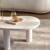 Ensemble de tables basses gigognes modernes écologiques en crème, finition marbre, table d'appoint cylindrique à 3 pieds pour salon et salle à manger