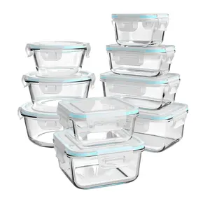 18 Piece Glass Food Storage Containers Set With Lids Leak Proof Take Away Food Container BPA Free Meal Prep Containers