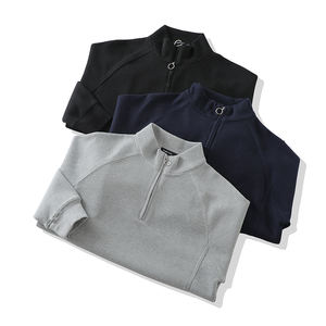 2025 nouveau rétro décontracté hommes doux confortable <span class=keywords><strong>à</strong></span> la mode pull coupe ample col montant demi-chaîne gaufre capuche brodé - Product Image 2