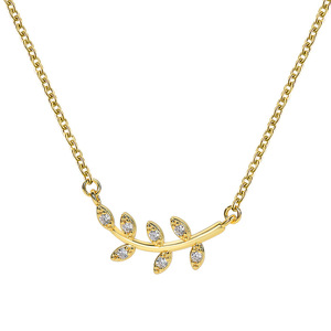 สร้อยคอพร้อมจี้สร้อยคอดีไซน์รูปใบไม้มะกอกแฟชั่นพร้อมสายโซ่สำหรับผู้หญิงออฟฟิศเครื่องประดับสต็อกเครื่องประดับที่มีจี้เพทาย - Product Image 5