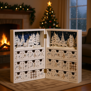 Calendario de Adviento de Madera Blanca con 24 Cajones, Decoración Navideña para Niños y Adultos - Product Image 2