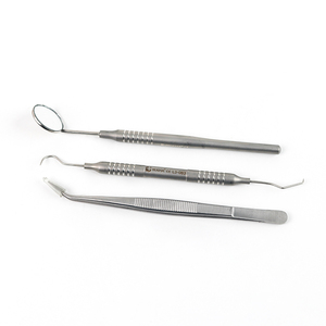 Juego de 3 Instrumentos Dentales Manuales con Empuñadura Ergonómica, Certificación CE, Espejo Bucal, Sonda Exploradora y Hisopo de Algodón para Diagnóstico Básico - Product Image 2