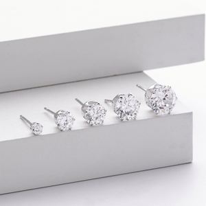 Vintage Style 925 Sterling <b>Silver</b> <b>Stud</b> Earrings with Round 5A Cubic Zircon for Women-Wedding Engagement Anniversary Party Gift - Product Image 6