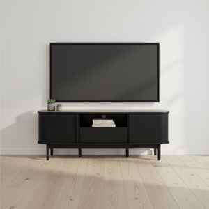 Mobile <span class=keywords><strong>TV</strong></span> Grande da 240 CM <span class=keywords><strong>in</strong></span> <span class=keywords><strong>Legno</strong></span> con Ripiani e Armadietto Contenitore per Soggiorno - Product Image 3