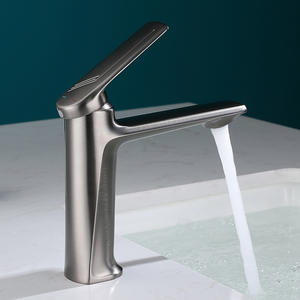 Grifo de lavabo de cobre con una sola manija, montado en el encimera, de un solo orificio, para agua fría y caliente, para lavabo de baño. - Product Image 3