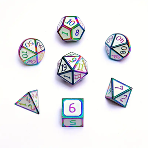 Dés en métal de 7 pièces, adaptés à divers jeux de société. Laissez la folie se répandre en fonction des valeurs ponctuelles. - Product Image 1