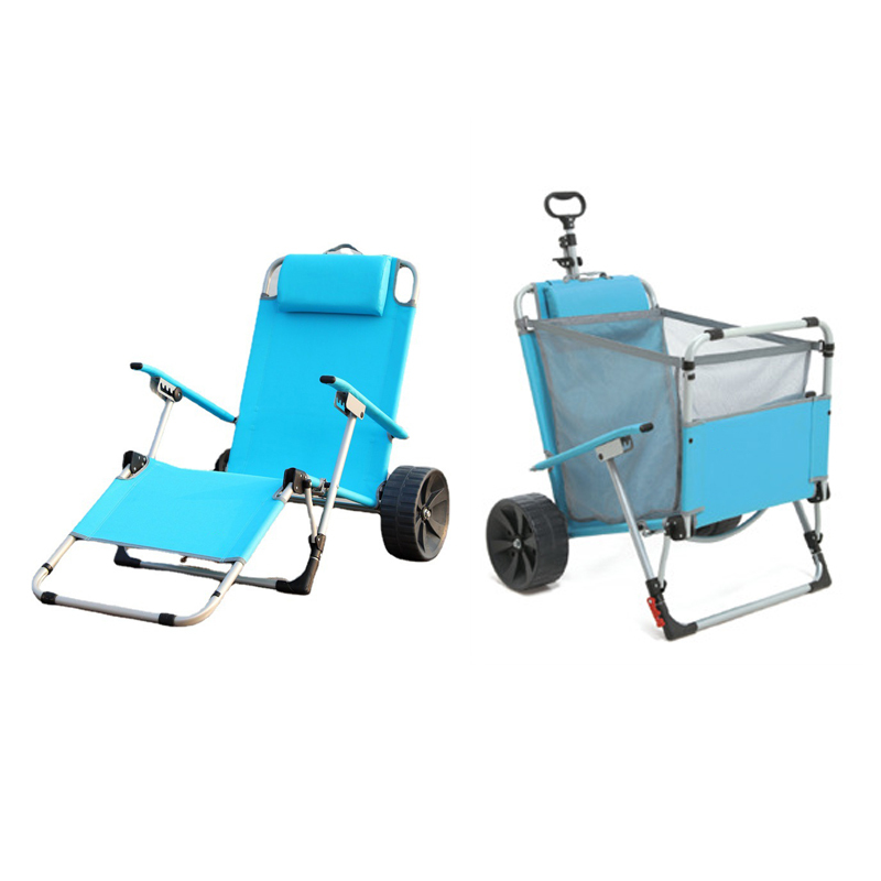 2 в 1 с плоской подошвой, уличные пляжные to Cart Кемпинг вагона складной шезлонг с колесами