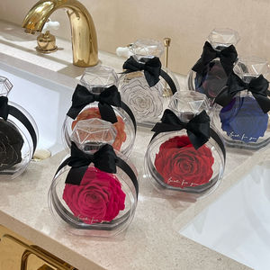 Hecho a mano elegante flor para siempre caja de regalo del Día de San Valentín presente Real preservado inmortal eternidad rosa en una caja de diamante Acrílico - Product Image 3