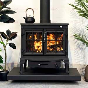 Estufa de Leña Grande para Sala de Estar, Chimenea Moderna de Hierro Fundido para Calentar el Hogar con Fuego Real - Product Image 1