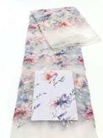 Tissu Textile de Maison de Luxe Respirant 100% Coton Tricoté Brodé de Paillettes et de Perles, Dentelle Florale, Poids Moyen pour Filles