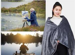 Plaid chauffant électrique en polyester, couverture individuelle, pour bureau, avec poche de rangement, 110V, 12V, 24V, USA - Product Image 6