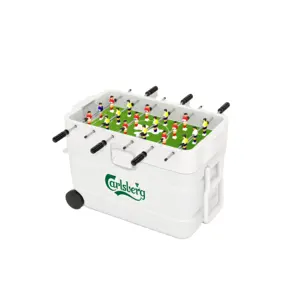 Ice cooler box with foosball table game, Trolley cooler cart for picnic