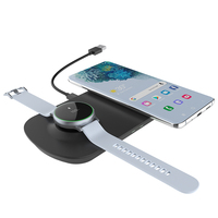 Almohadilla de soporte para cargador inalámbrico 2 en 1, carga rápida Dual de 15W para Samsung Galaxy Watch, auriculares, Android, móvil, iPhone, Airpods