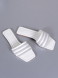 <span class=keywords><strong>Sandali</strong></span> piatti <span class=keywords><strong>da</strong></span> <span class=keywords><strong>donna</strong></span> con punta quadrata, antiscivolo, leggeri, resistenti, con strass, in PU bianco, per autunno, estate, spiaggia - Product Image 5