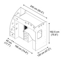 Lit mezzanine moderne pour enfants, gain de place, avec bureau, armoire, rangement, escalier, lit superposé multifonctionnel pour enfants