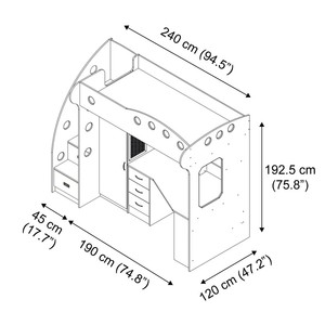 <span class=keywords><strong>Lit</strong></span> mezzanine moderne pour enfants, gain de place, avec bureau, <span class=keywords><strong>armoire</strong></span>, rangement, escalier, <span class=keywords><strong>lit</strong></span> superposé multifonctionnel pour enfants - Product Image 3
