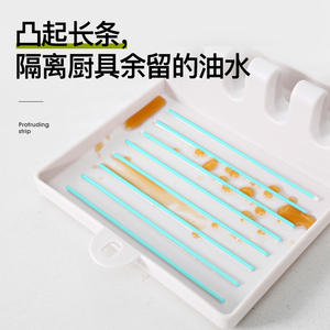 ที่วางอุปกรณ์ครัวอเนกประสงค์แบบสี่เหลี่ยม ทำจากพลาสติก พร้อมตะขอแขวนสำหรับเก็บอุปกรณ์ - Product Image 2