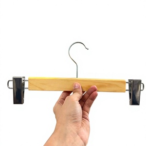 Wholesale High Quality Wooden Pants Hanger with Metal Clips Custom Logo <b>Low</b> Cost Bulk Supply from Vietnam Factory - Product Image 1