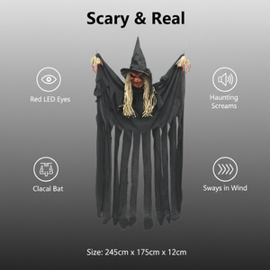 Bruja Fantasma Animatrónica Colgante con Sonido - Accesorio <span class=keywords><strong>de</strong></span> Bruja Oscilante con Efecto <span class=keywords><strong>de</strong></span> Sonido para Decoración <span class=keywords><strong>de</strong></span> Casa Embrujada <span class=keywords><strong>de</strong></span> Halloween - Product Image 1
