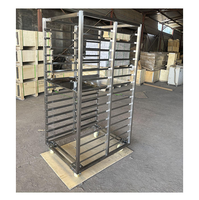 Chariot de rangement mobile professionnel en acier inoxydable 60x40cm avec revêtement poudré, à quatre roues, pour boulangerie et cuisine
