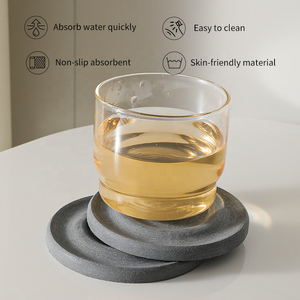 Hittebestendige, meerkleurige, 4 inch of 5 inch, direct drogende, stenen, absorberende diatomiet onderzetter CC <span class=keywords><strong>mat</strong></span> met individuele verpakking - Product Image 4