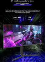 Moniteur de jeu ultra-large de 34 pouces 4K 165Hz sans bordure, rapport d'aspect 21:9, panneau IPS, temps de réponse de 1 ms, rétroéclairage LED USB/port