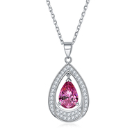 Collier en argent sterling 925 avec pierre précieuse en forme de poire pour femmes, avec les 12 pierres de naissance