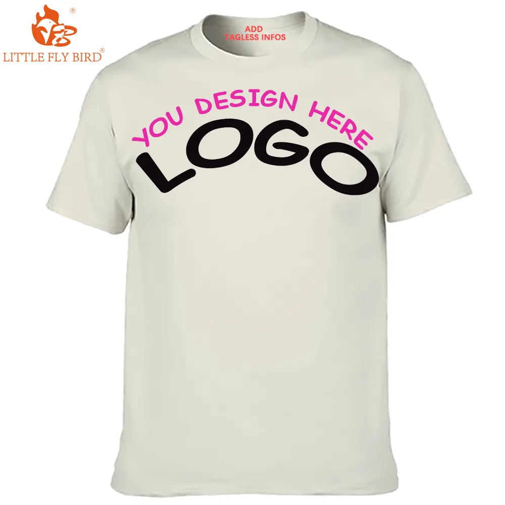 ロゴと刺繍ネックラインユニセックスTシャツ100% COTTONカスタムデザインスクリーン印刷