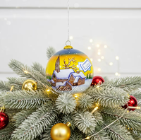 Boule de Noël en verre personnalisée en usine avec intérieur peint à la main, décoration de sapin de Noël en verre peint à l'envers