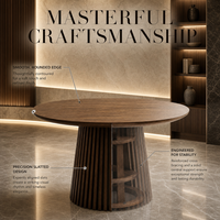 Table à manger contemporaine sur piétement, design de base cannelé, plateau extensible pour la décoration de salle à manger, très vendue, succès commercial