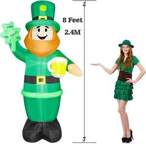 Duende Inflable de 8 Pies para <span class=keywords><strong>el</strong></span> Día de San Patricio, Duende Inflable con Trébol y Vaso de Cerveza, Decoración para Exteriores con Luces LED - Product Image 2