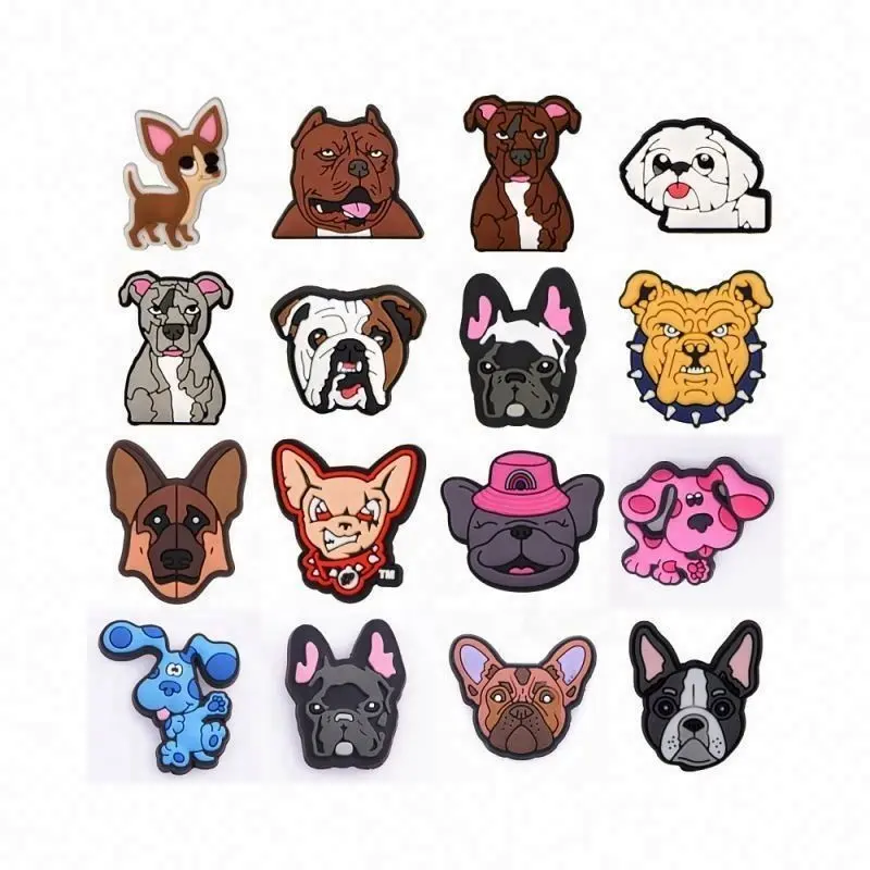 2024 Popular Dog shoe charms New Design Dog Head clog Charm For Clip Wholesale Shar Pei shoe charms For Shoe Accessories