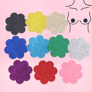 Multi <span class=keywords><strong>colore</strong></span> glitterato a forma di fiore copri capezzolo monouso Sexy autoadesivo pasticcini per Party Festival discoteca intimo abbigliamento - Product Image 1
