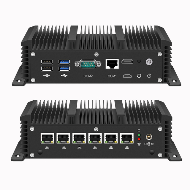 Fanless Industrial Mini PC J1900 I5 7200U 6 LAN Gigabit Ethernet Gateway Firewall Router Pfsense DDR3L Desktop Computer