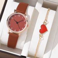 WGS-163 Ensemble de 2 montres pour femmes, montre-bracelet à quartz analogique de luxe en PU, montres-bracelets tendance pour femmes, Relogio Feminino 2025